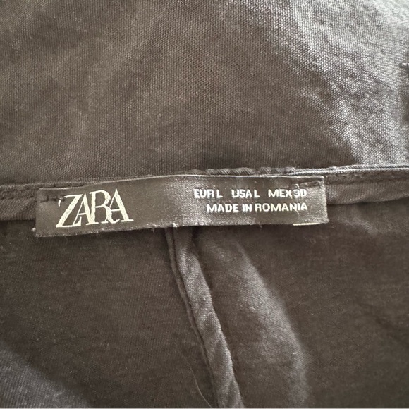 Zara Black Long Dolman Sleeve Mini Dress Gathered V Neck - Picture 7 of 9